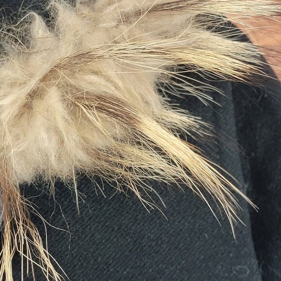 VINTAGE Marvin Richards New York Black Wool Cashmere Fox Fur Coat, Sz 4 - Picture 6 of 11